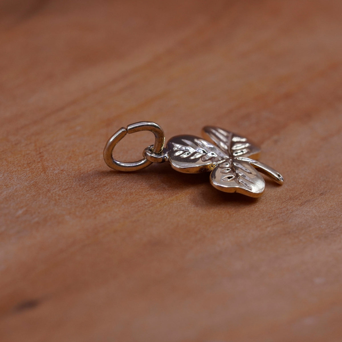 Vintage Sterling silver handmade charm, gold over 925 clover pendant