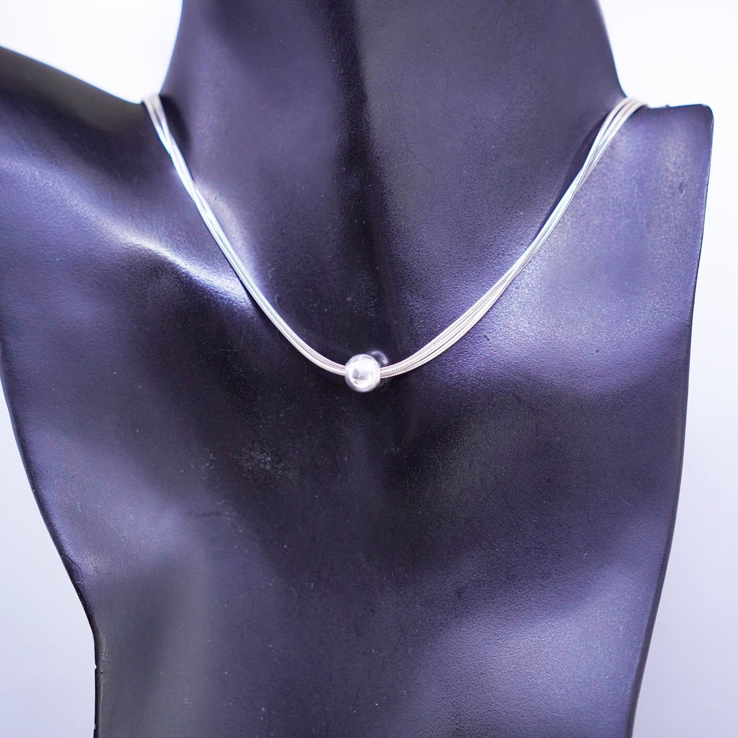 16”, Silpada Sterling 925 silver multi strands snake necklace with bead pendant