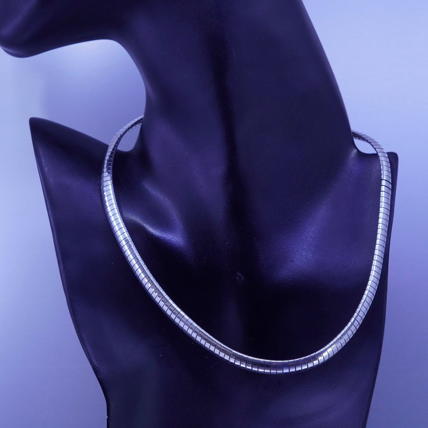 17” 8mm, vintage Italy 925 silver omega chain necklace