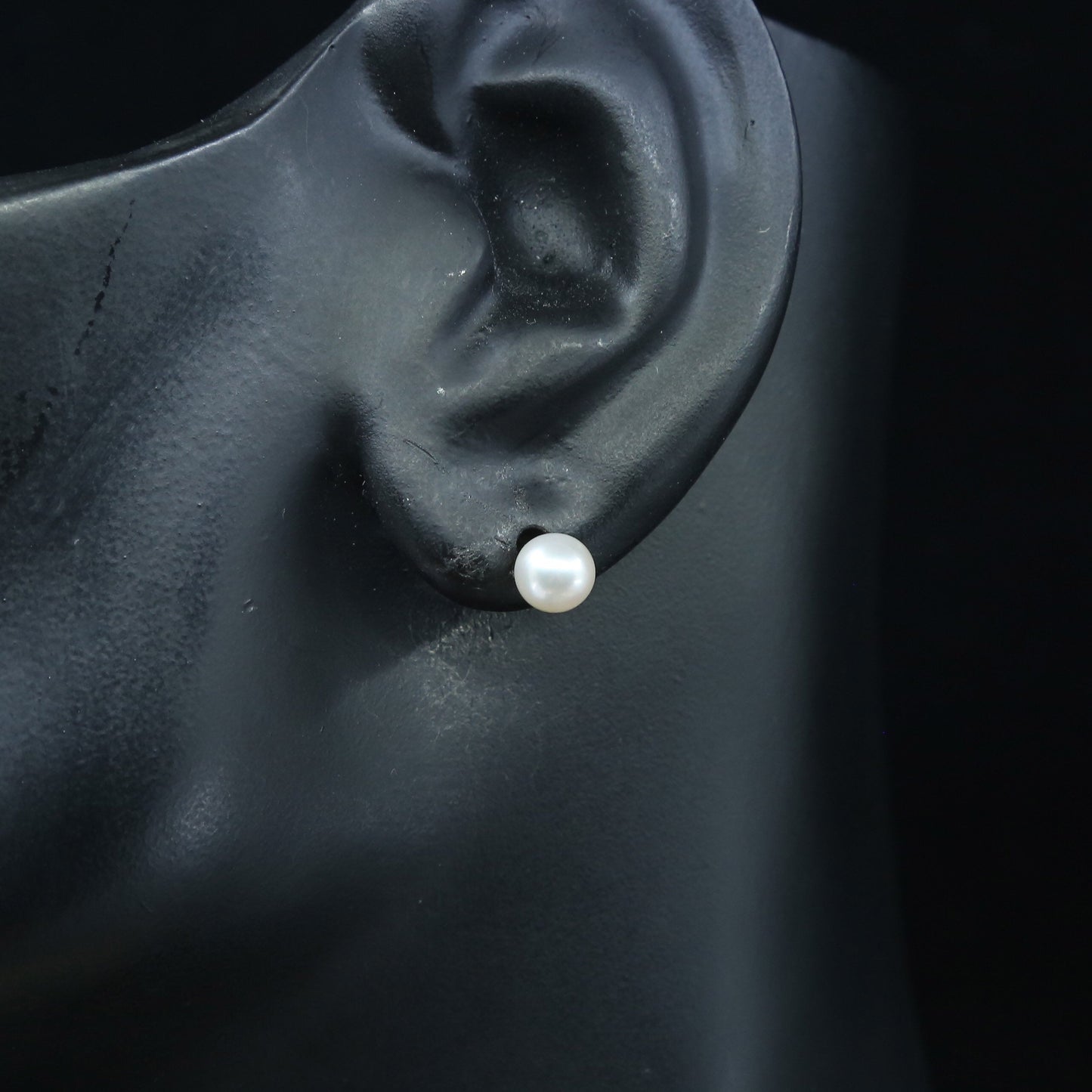 Vintage sterling silver handmade earrings, 925 studs w/ pearl