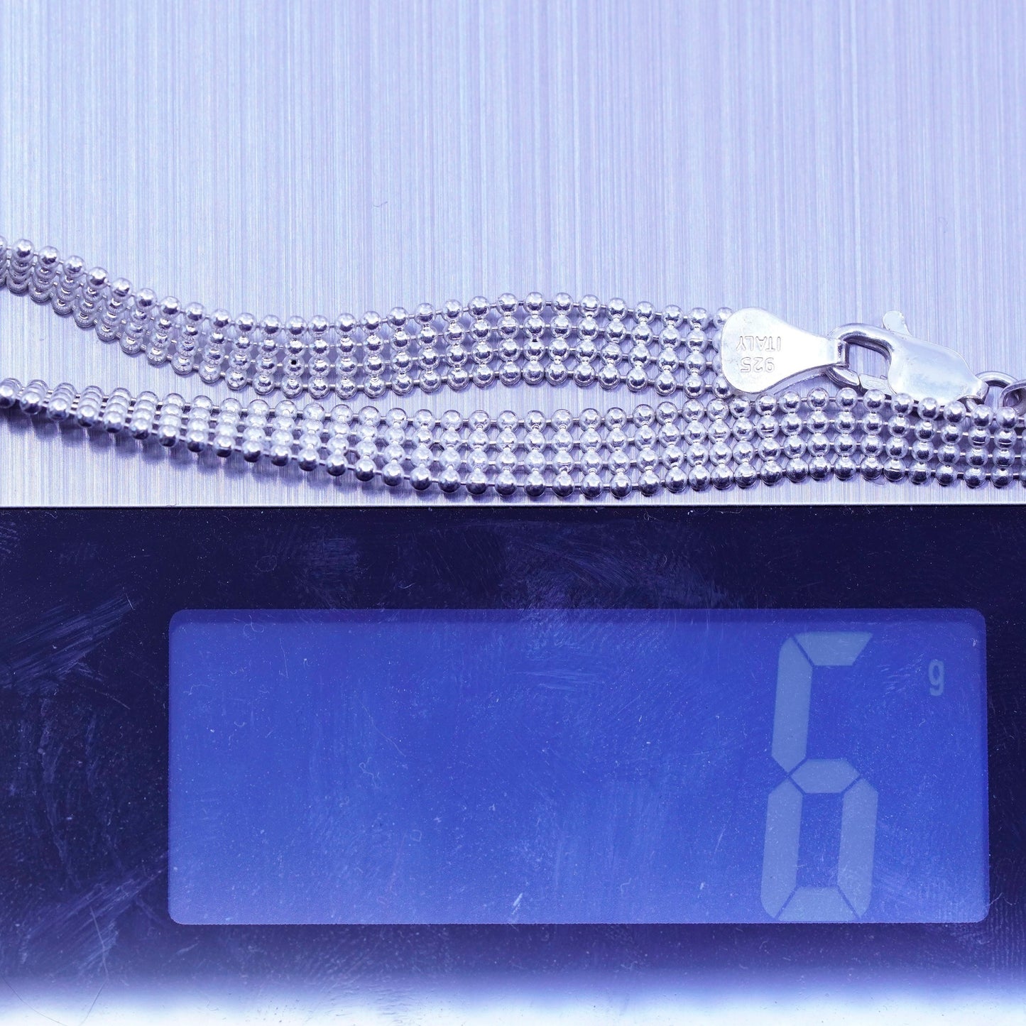 8” 6mm, vintage Sterling 925 silver wide bead bracelet