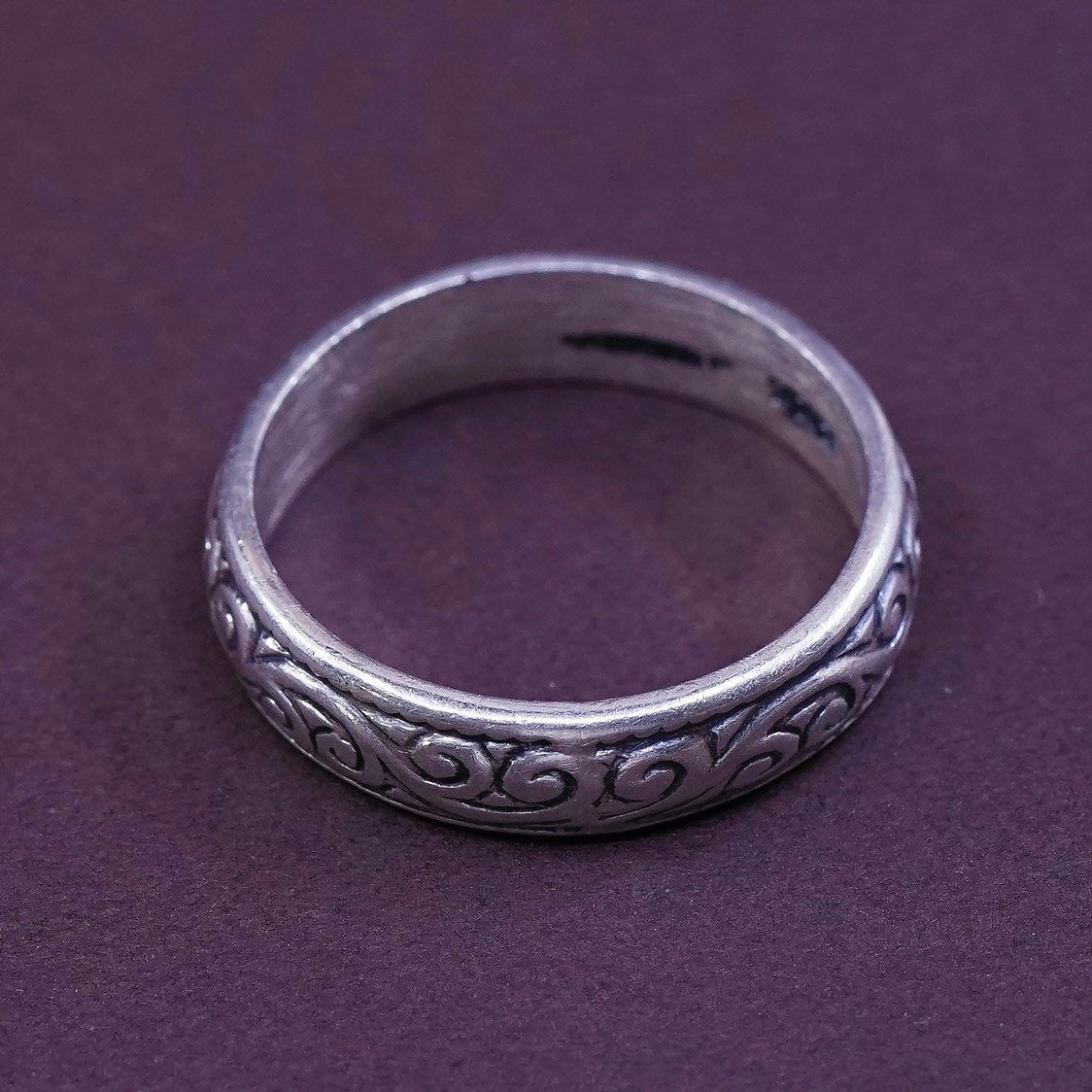 sz 9.75, mexico sterling silver handmade 925 statement ring with swirl pattern