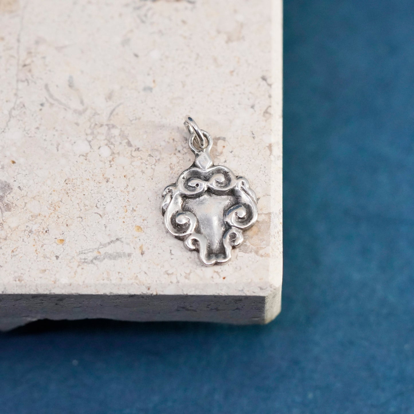 Vintage Sterling 925 Silver handmade swirly tag