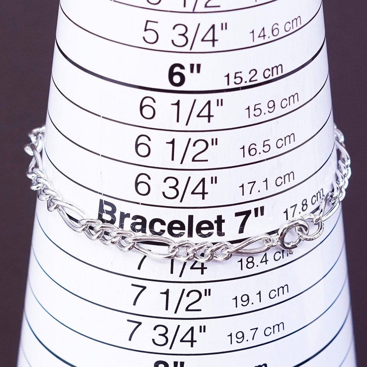 7", 5mm, Sterling silver handmade bracelet, italy 925 figaro chain