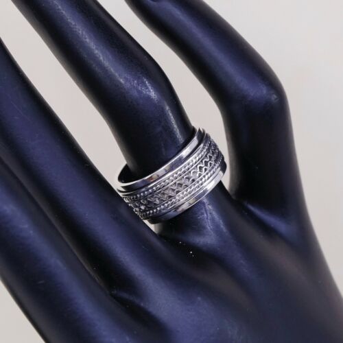 Sz 6.75, Vtg Sterling Silver Handmade Ring, 925 Silver Spinner Band
