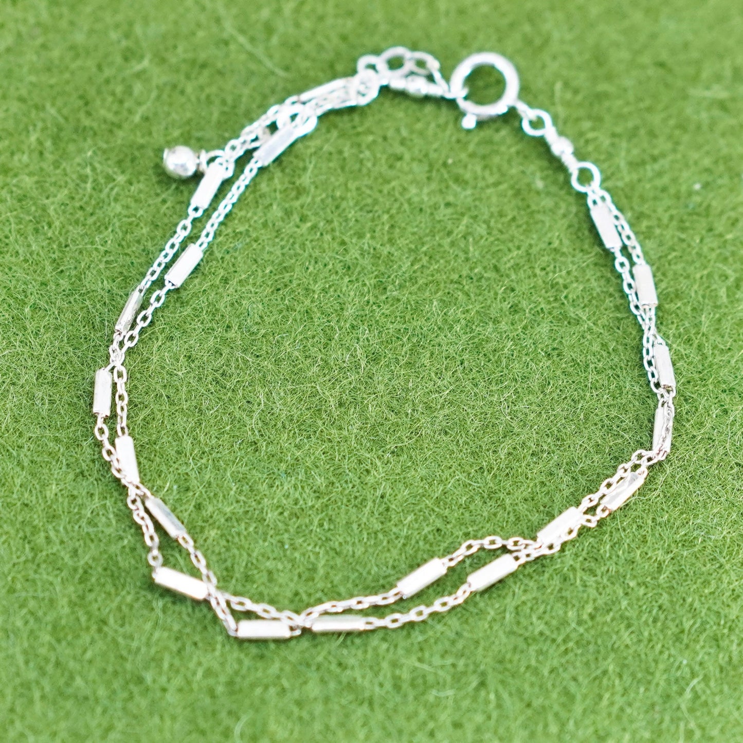 6.25+1”, 1mm, Vintage sterling silver bracelet, 925 bead bracelet