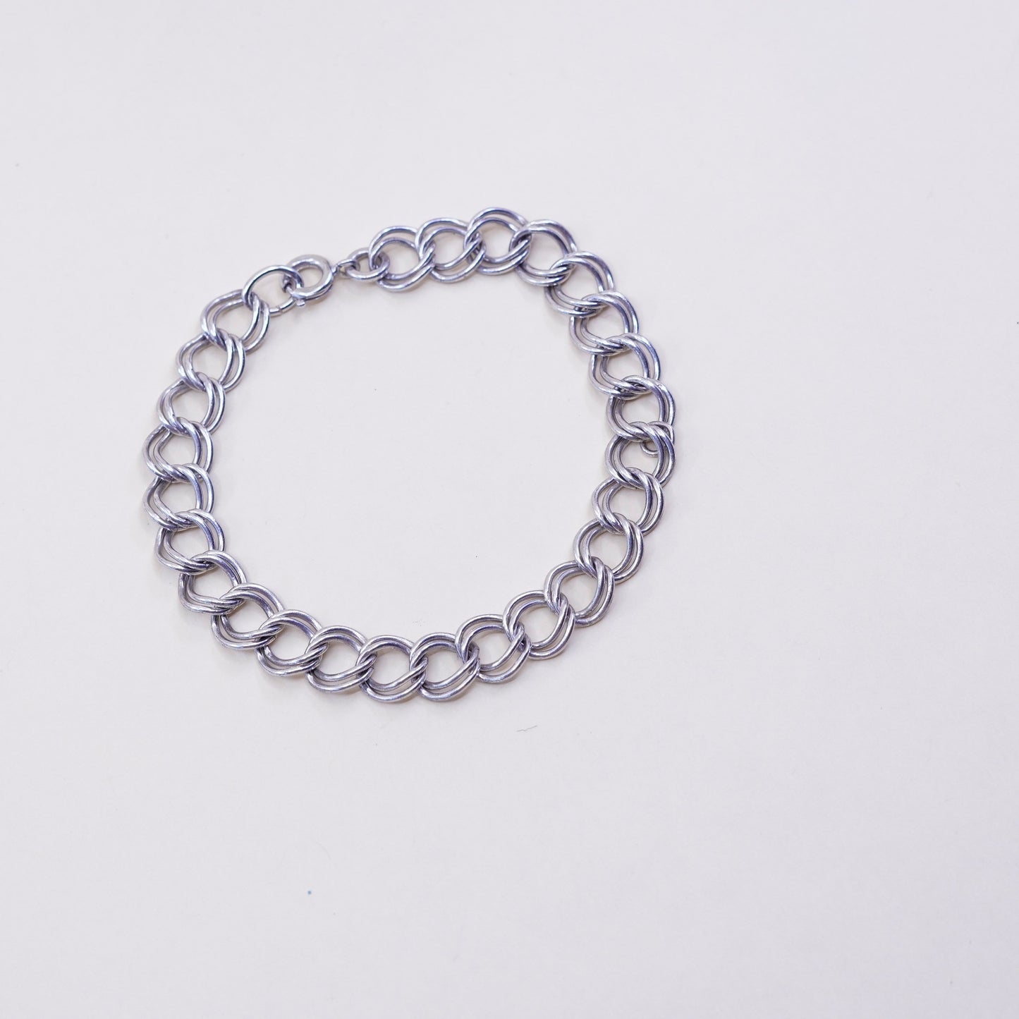 6.75”, 8mm, Vintage sterling silver bracelet, 925 double curb chain
