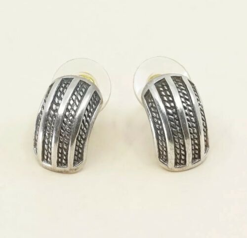 Vintage Sterling Silver Handmade Earrings, 925 Silver Studs W/ Cable Details