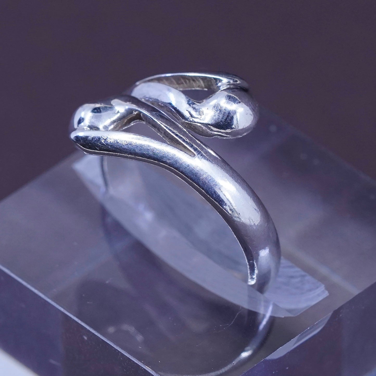 Size 7.25, vintage Sterling silver handmade ring, 925 wrap band, stamped 925