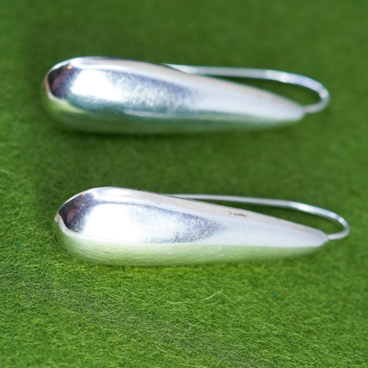 Vintage Sterling silver handmade earrings, 925 teardrop dangles