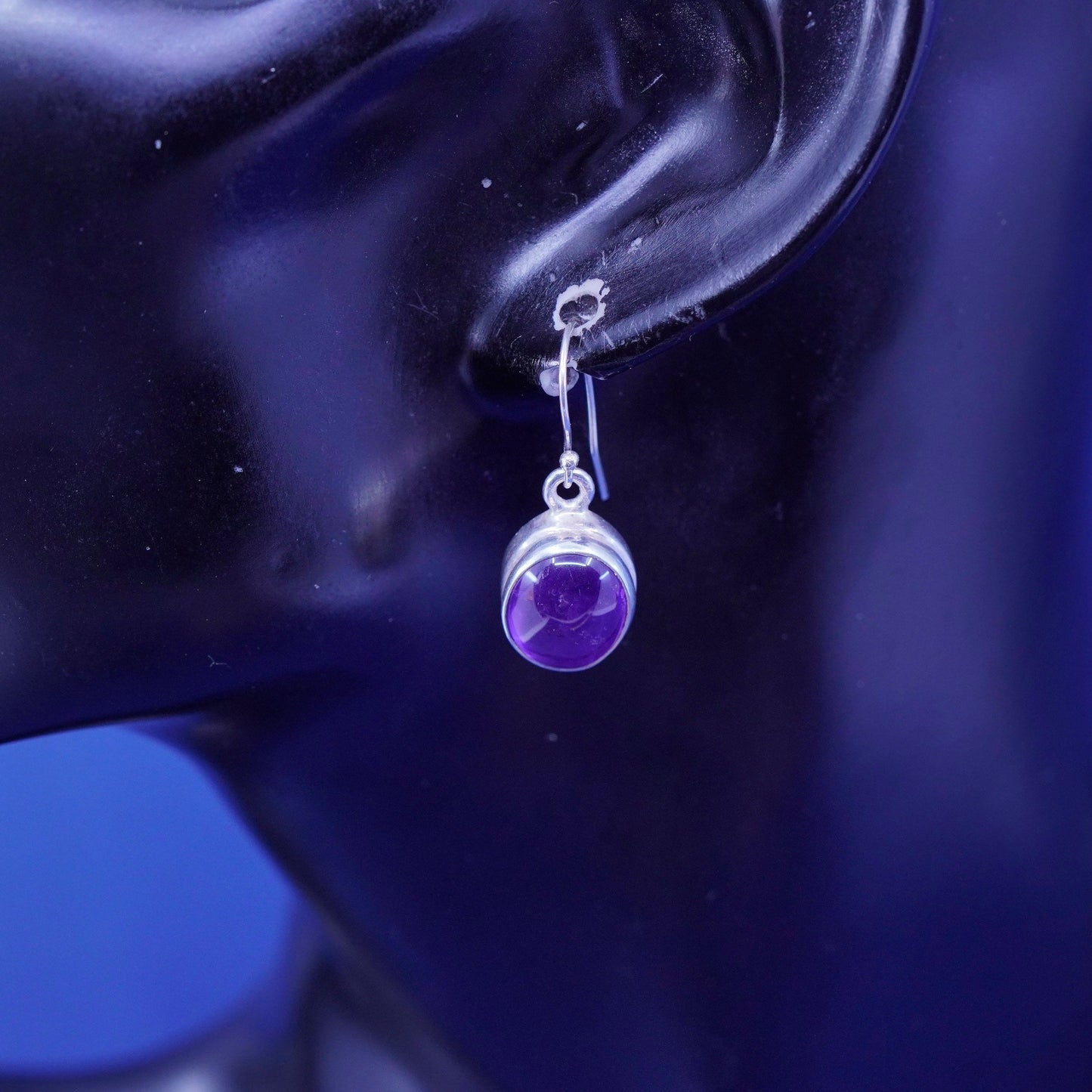 Vintage sterling 925 silver handmade earrings with amethyst