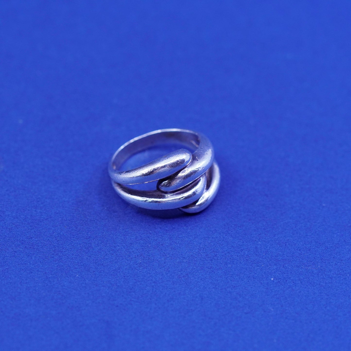 Size 6, vintage Sterling silver handmade ribbed ring, 925 statement band