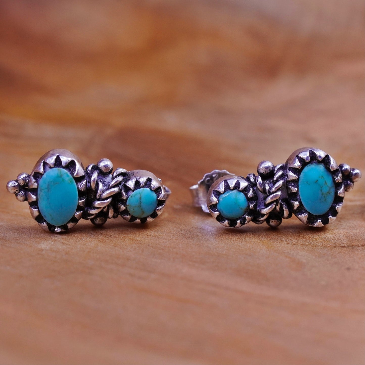 barse Sterling Silver Native American Southwest Earrings, 925 studs turquoise
