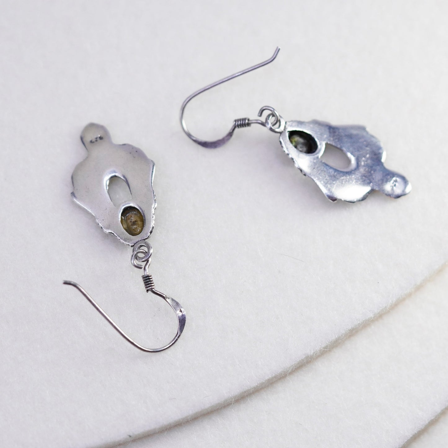 Vintage Sterling 925 silver handmade earrings with teardrop abalone