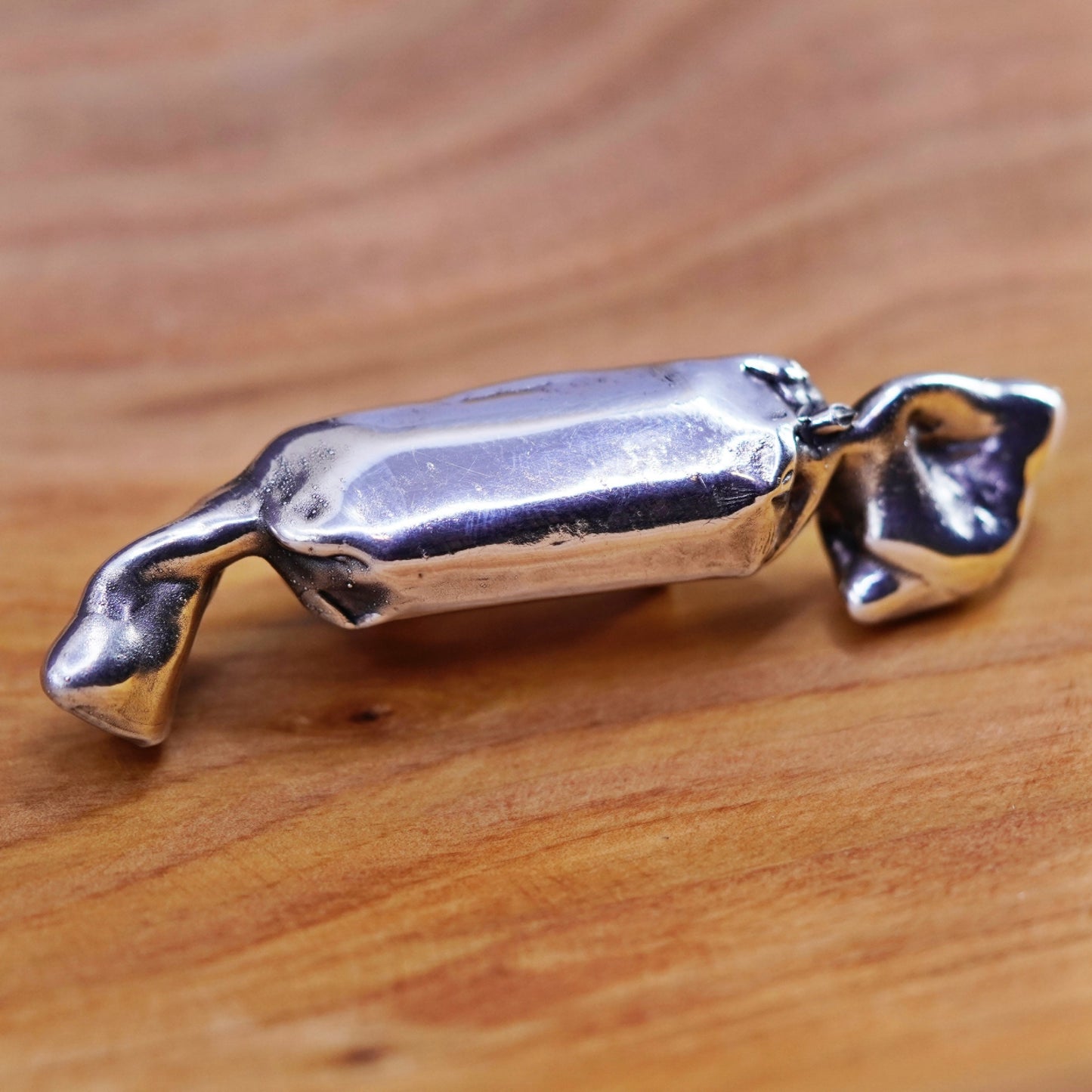 Vintage handmade puffy sterling 925 silver candy brooch pin