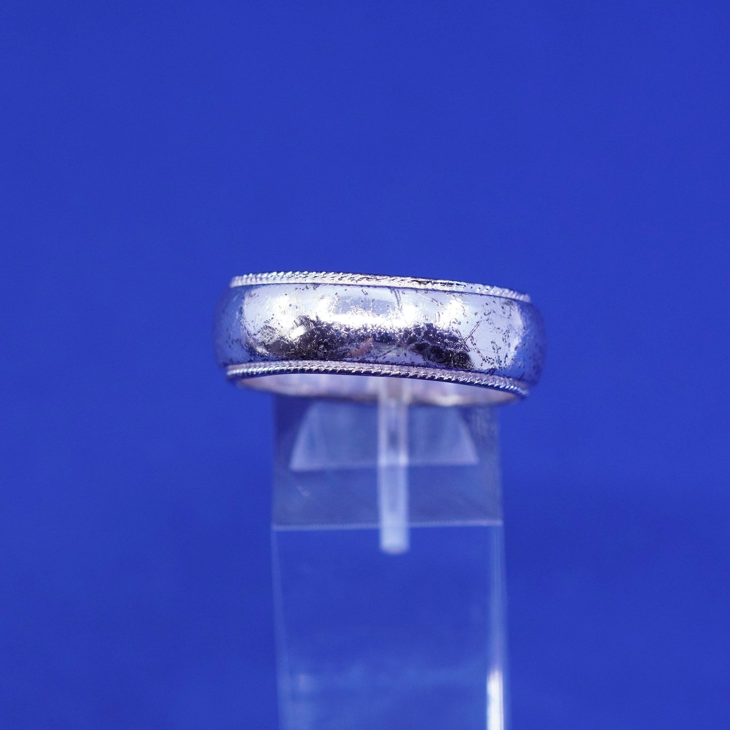 Size 12, vintage Sterling silver handmade band, 925 ribbed cable band