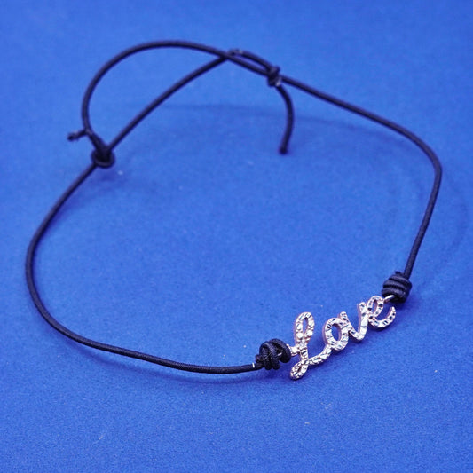 7.5”, vermeil gold over Sterling silver bracelet, elastic band “love” charm