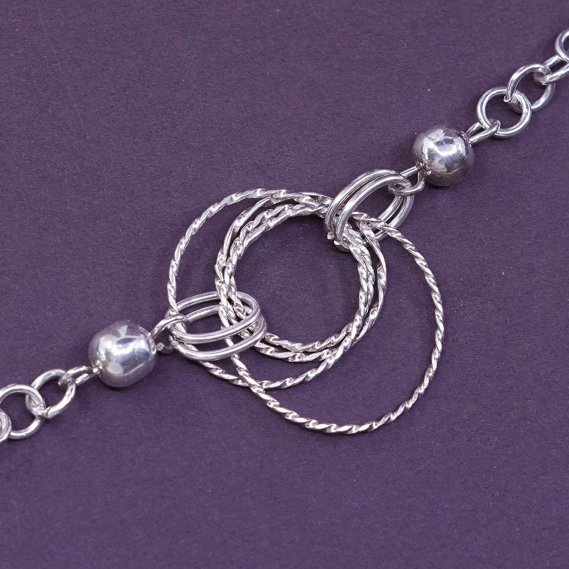 6.75", 5mm, Sterling silver handmade charm bracelet, 925 bold circle chain