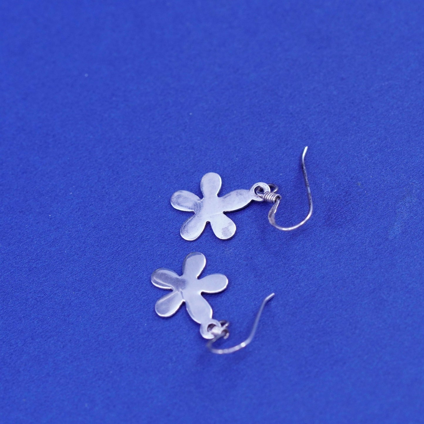 Vintage Sterling silver handmade earrings, 925 flower drops