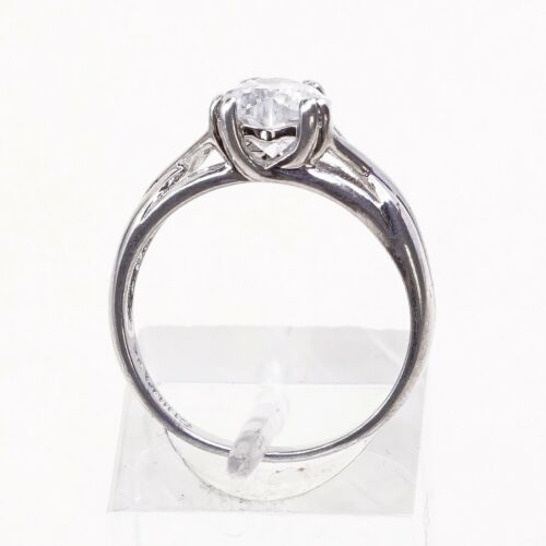 Sz 6, Vtg Sterling Silver handmade Ring, 925 Ring W/ Heart Shaped Cz
