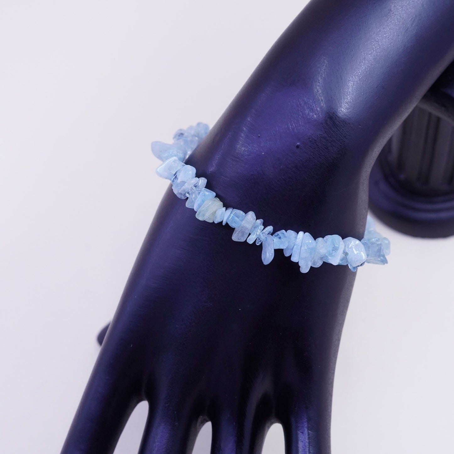 6.75”, vtg sterling silver crystal bracelet, 925 toggle closure peace CND sign
