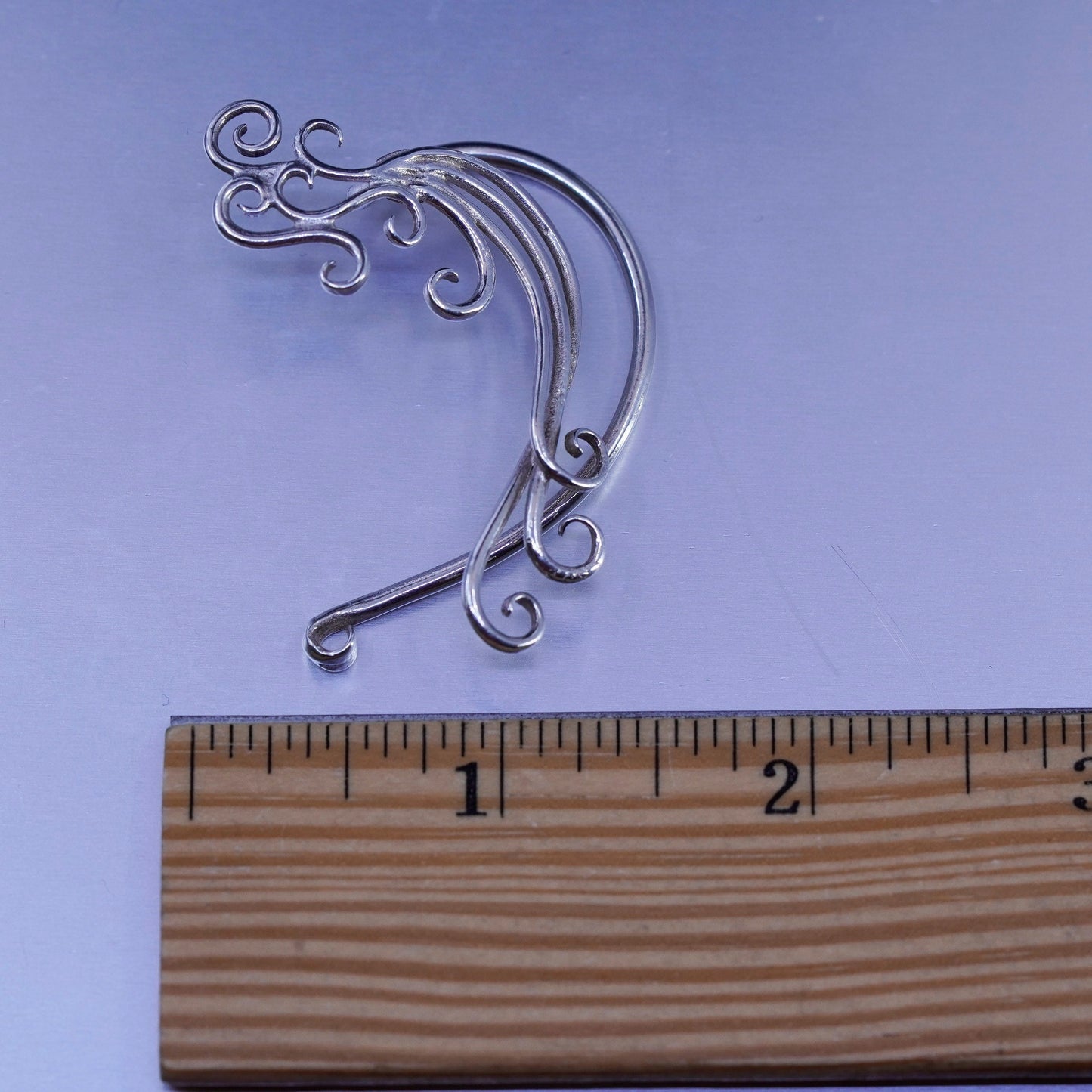 Vintage Sterling silver handmade ear cuff, 925 swirly earring cuff