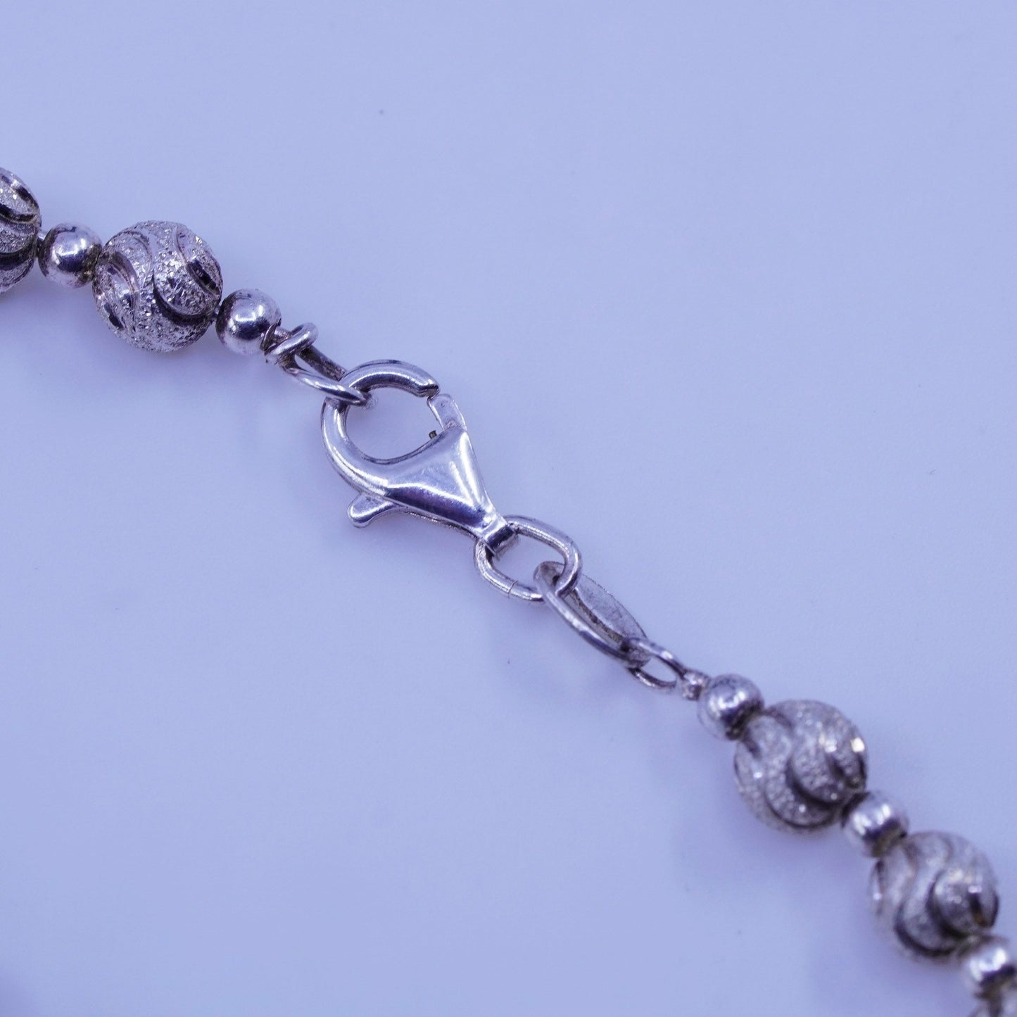 7”, Vintage Sterling 925 silver handmade tennis bracelet chain with amber