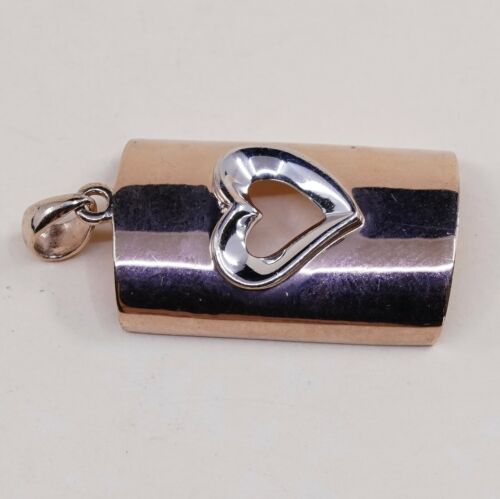 Vintage Vermeil Rose Gold sterling silver pendant, 925 Tag W/ Heart Cut Out
