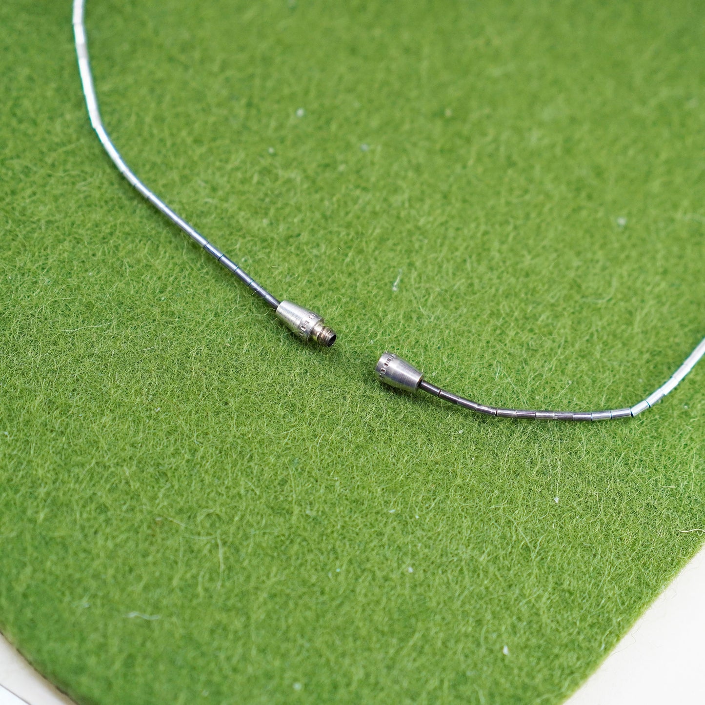 16”, Native American heishi Navajo Sterling necklace, 925 liquid silver cactus