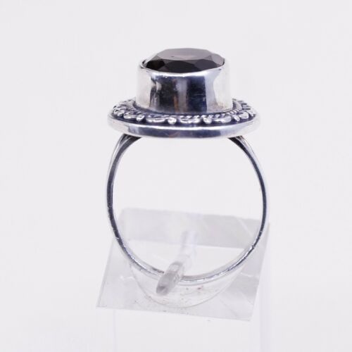 Sz 6.75, Vtg Sterling Silver Handmade Ring, 925 Cocktail Ring W/ Smoky topaz
