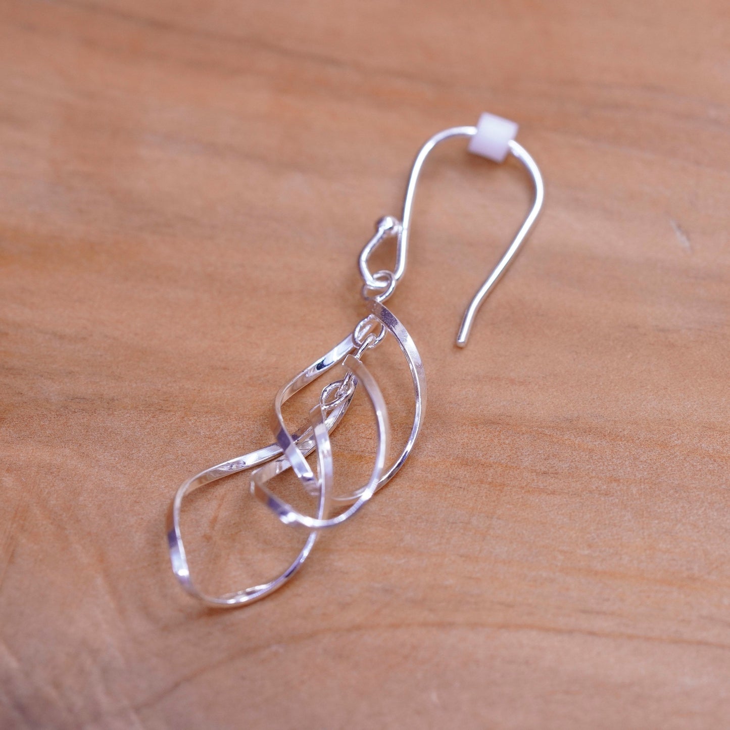 Vintage Sterling silver handmade earrings, 925 twisted dangle