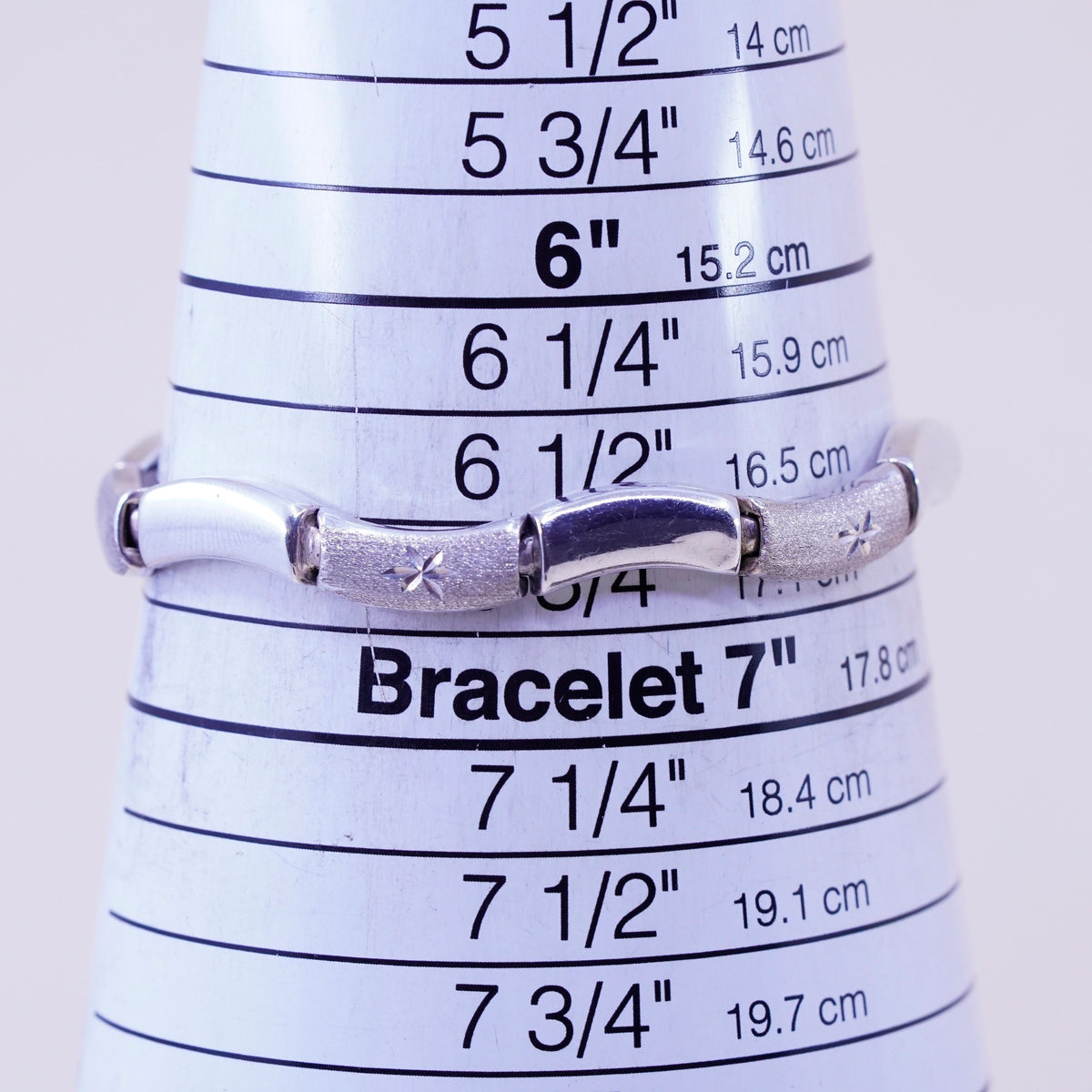 6.75”, 7mm, vintage Italy Sterling silver chain, 925 tennis bracelet