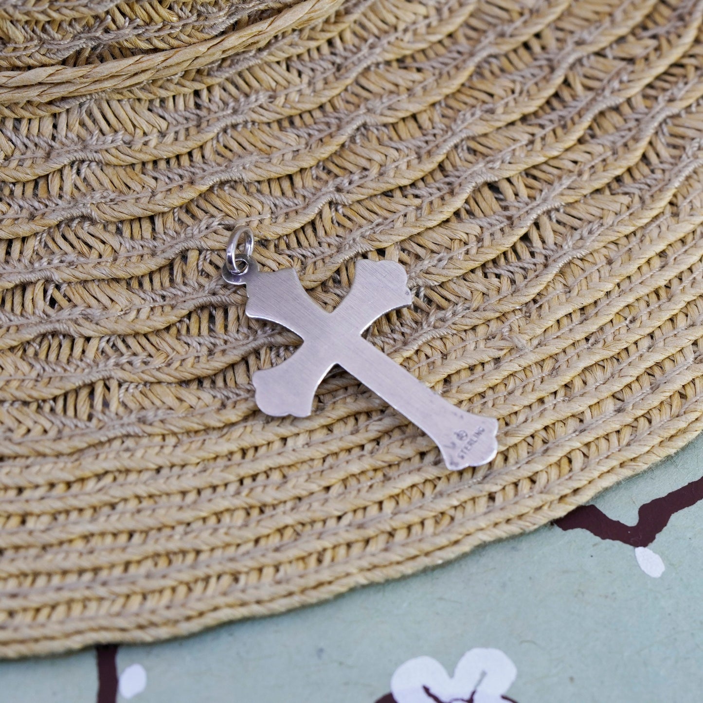 Vintage Sterling silver handmade pendant, 925 cross with Jesus