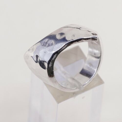 Sz 9, Vtg Sterling Silver Handmade Ring 925 Silver hammered Band, Silver Tested