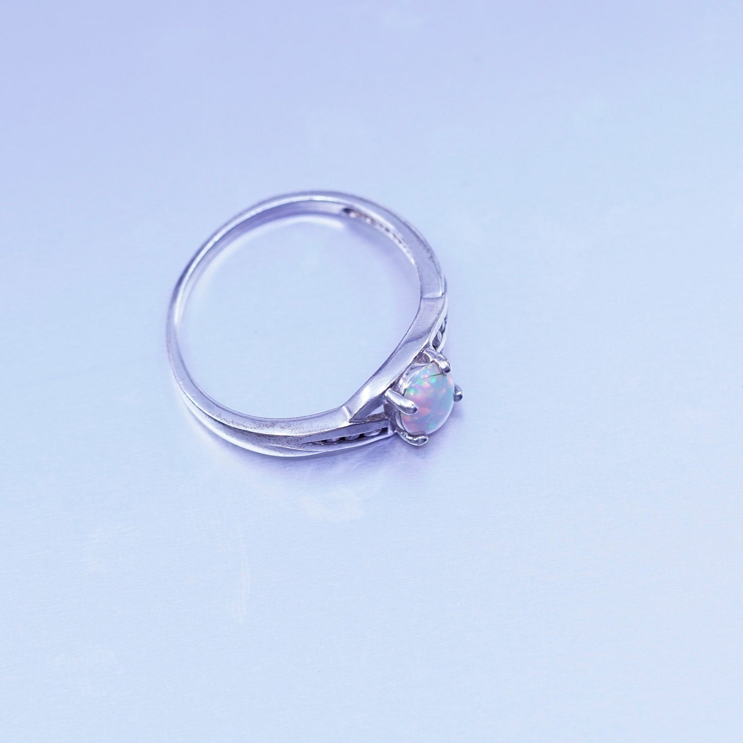Size 11.25, vintage Sterling 925 silver handmade ring with opal and cz