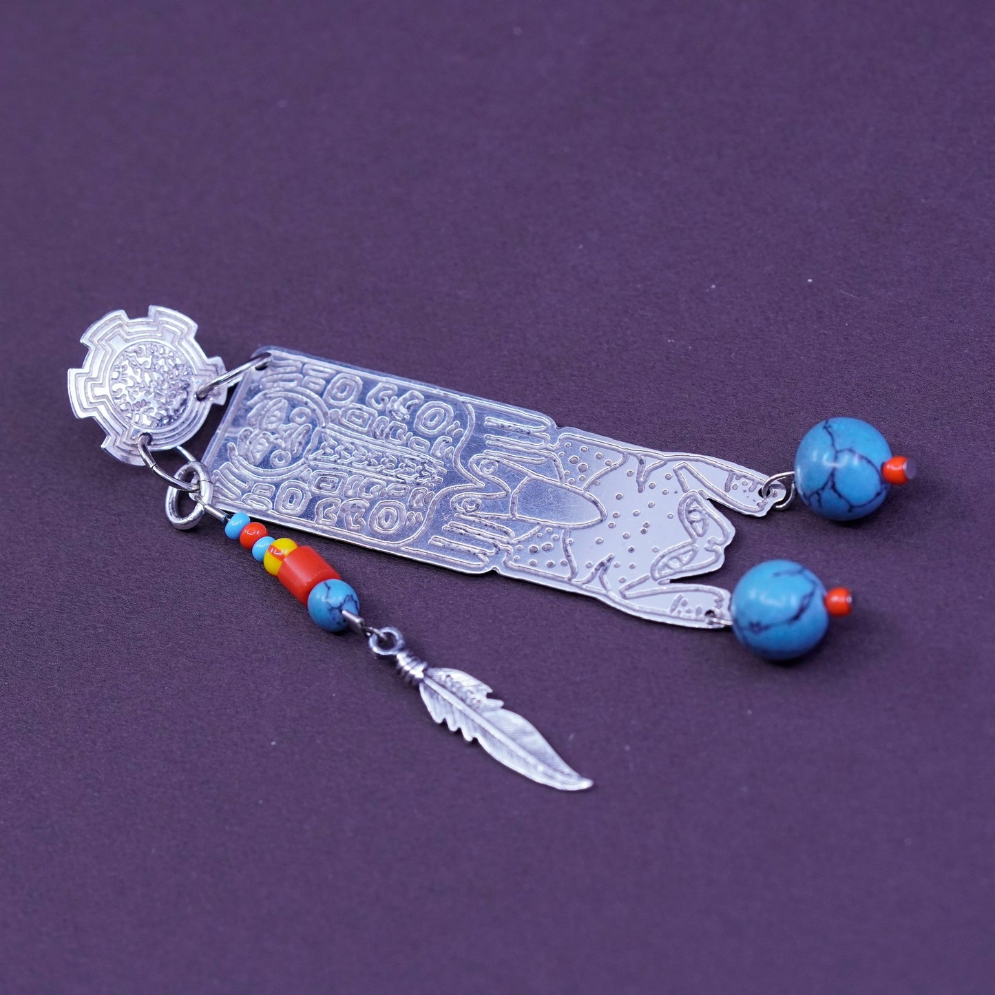 Sterling silver earrings, Native American Navajo RV 925 w/ turquoise beads