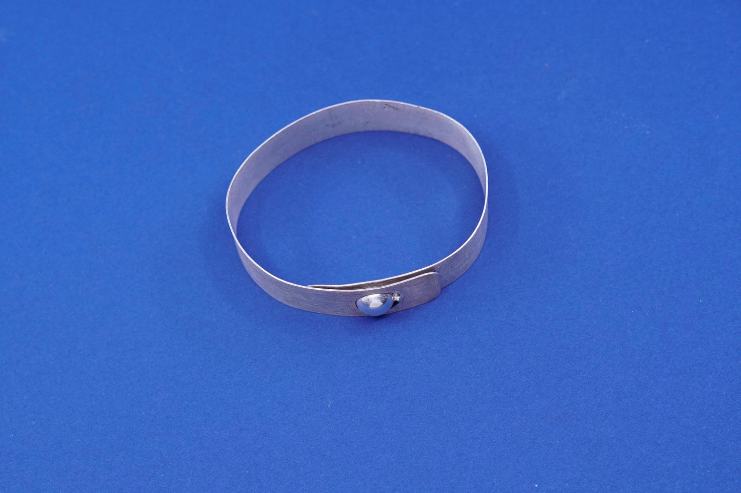 6.75”, vintage sterling silver handmade bracelet, 925 matted wide wrap bangle