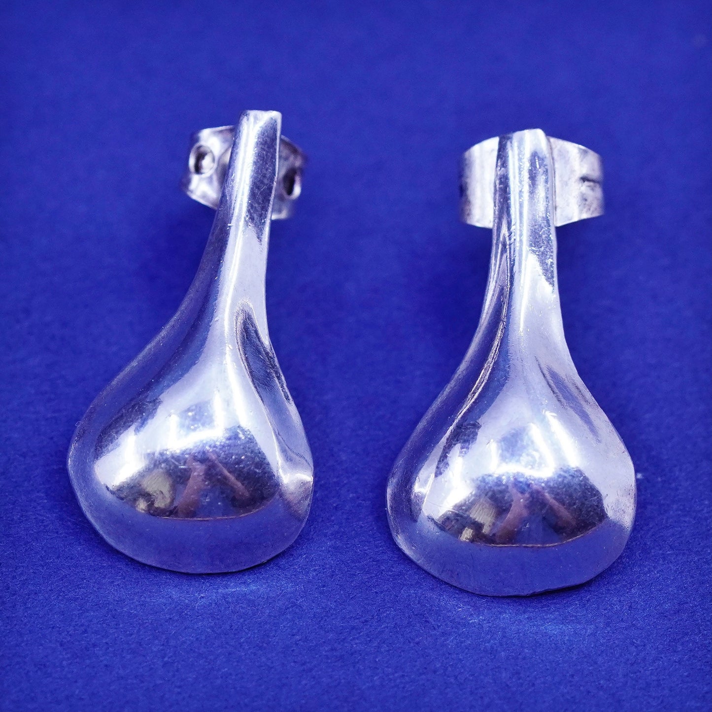Vintage Mexico sterling silver handmade earrings, 925 teardrop drops