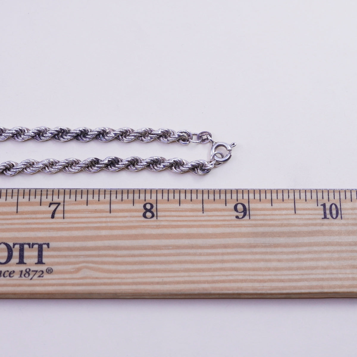 17” 4mm, vintage sterling silver necklace, 925 rope chain
