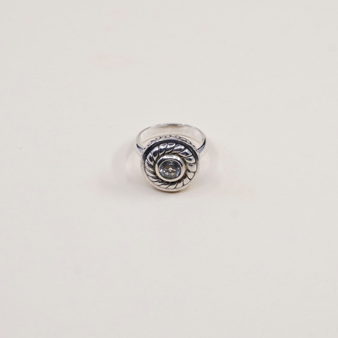 sz 8.25, Brighton Sayan Sterling silver statement ring, 925 cable around cz
