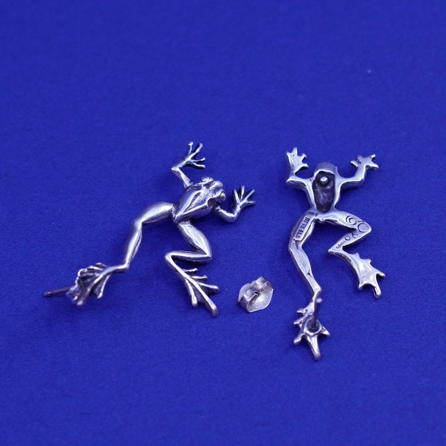 Vintage Southwestern Sterling silver handmade studs, 925 frog earrings