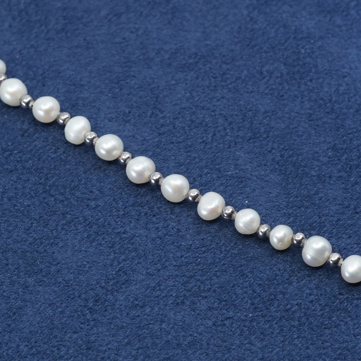 5.5", Sterling silver handmade bracelet 925 charm engraved monogram “JWJ” pearl