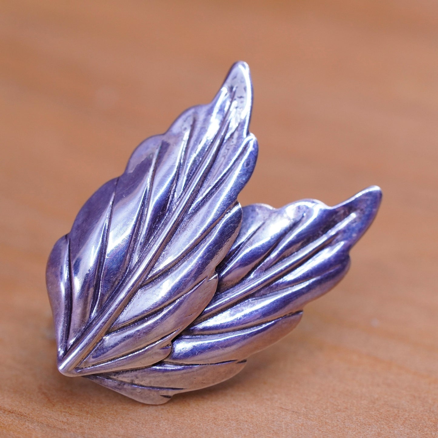 vtg danecraft Sterling silver handmade earrings, 925 leaves screw back earrings