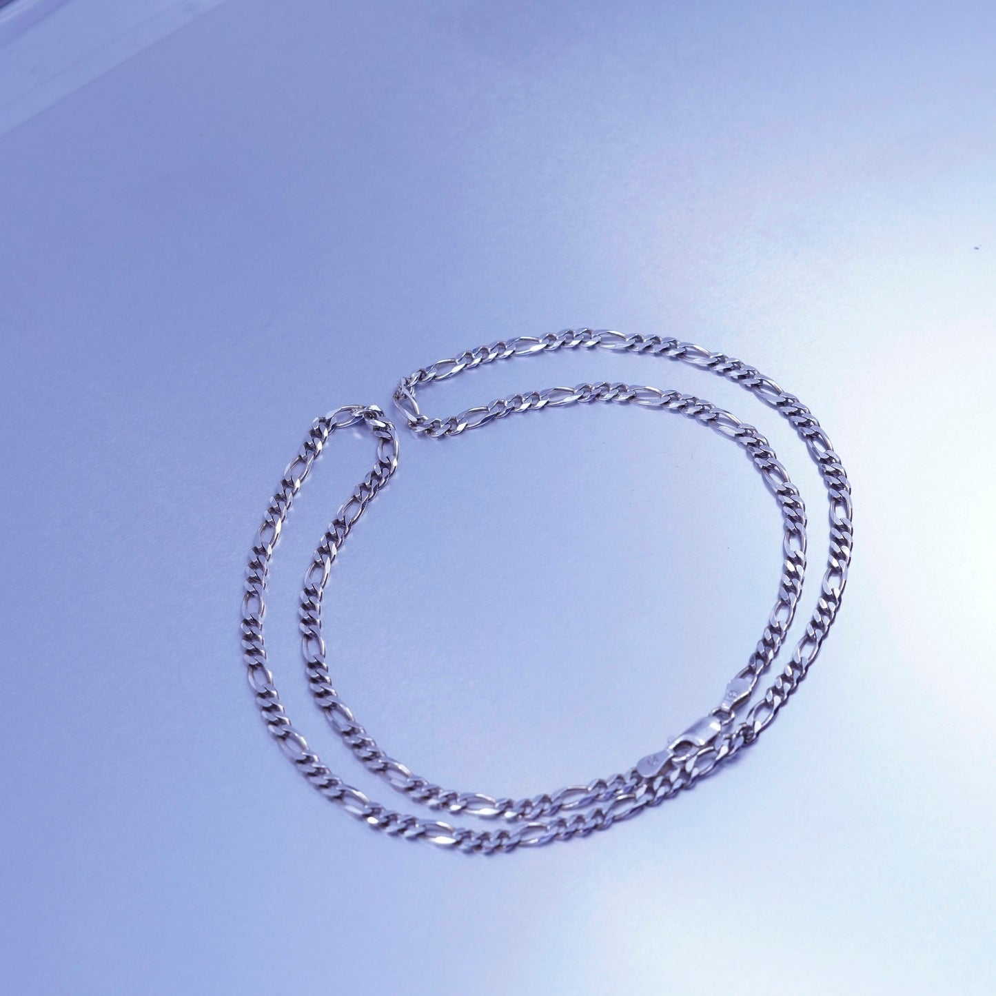 24” 5mm, vintage Italy Sterling 925 silver bold figaro chain necklace