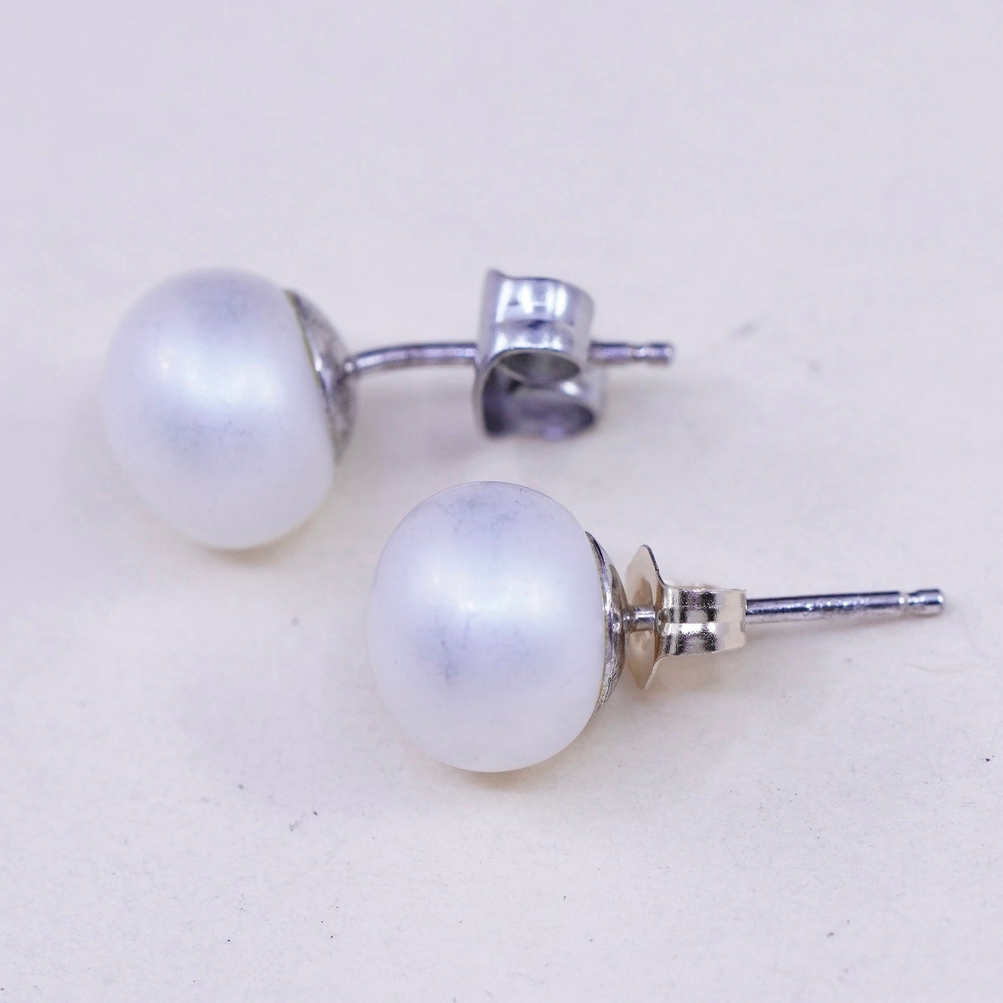 Vintage sterling silver earrings, 925 studs with pearl