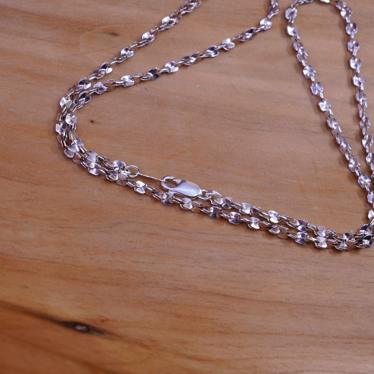 20”, 4mm, vintage Sterling silver necklace, Italy 925 twisted nugget chain