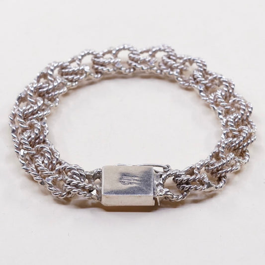 7", 13mm, VTG sterling silver cable double curb bracelet, mexico 925 silver chain