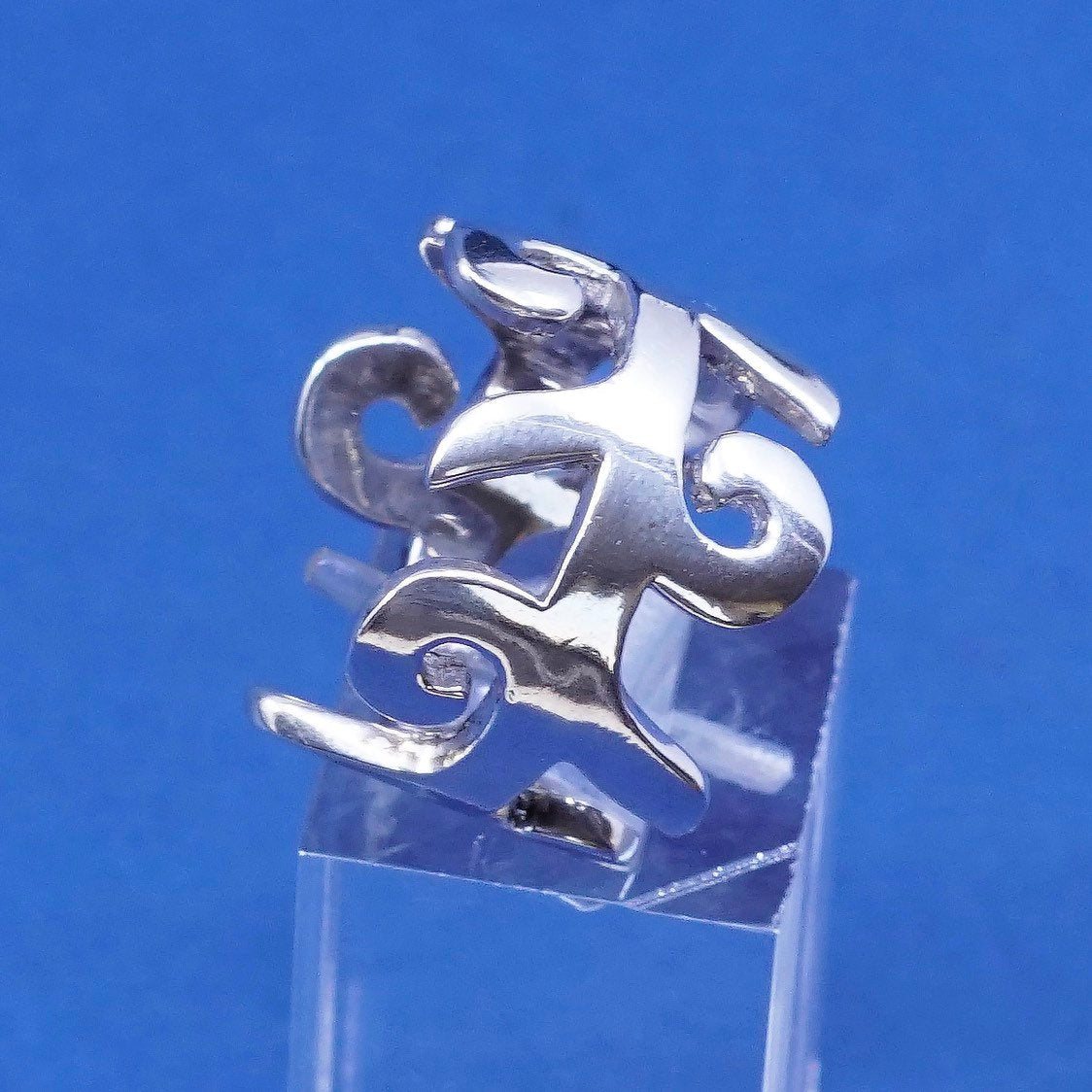 Size 6, vtg sterling silver handmade ring, 925 filigree whirl band