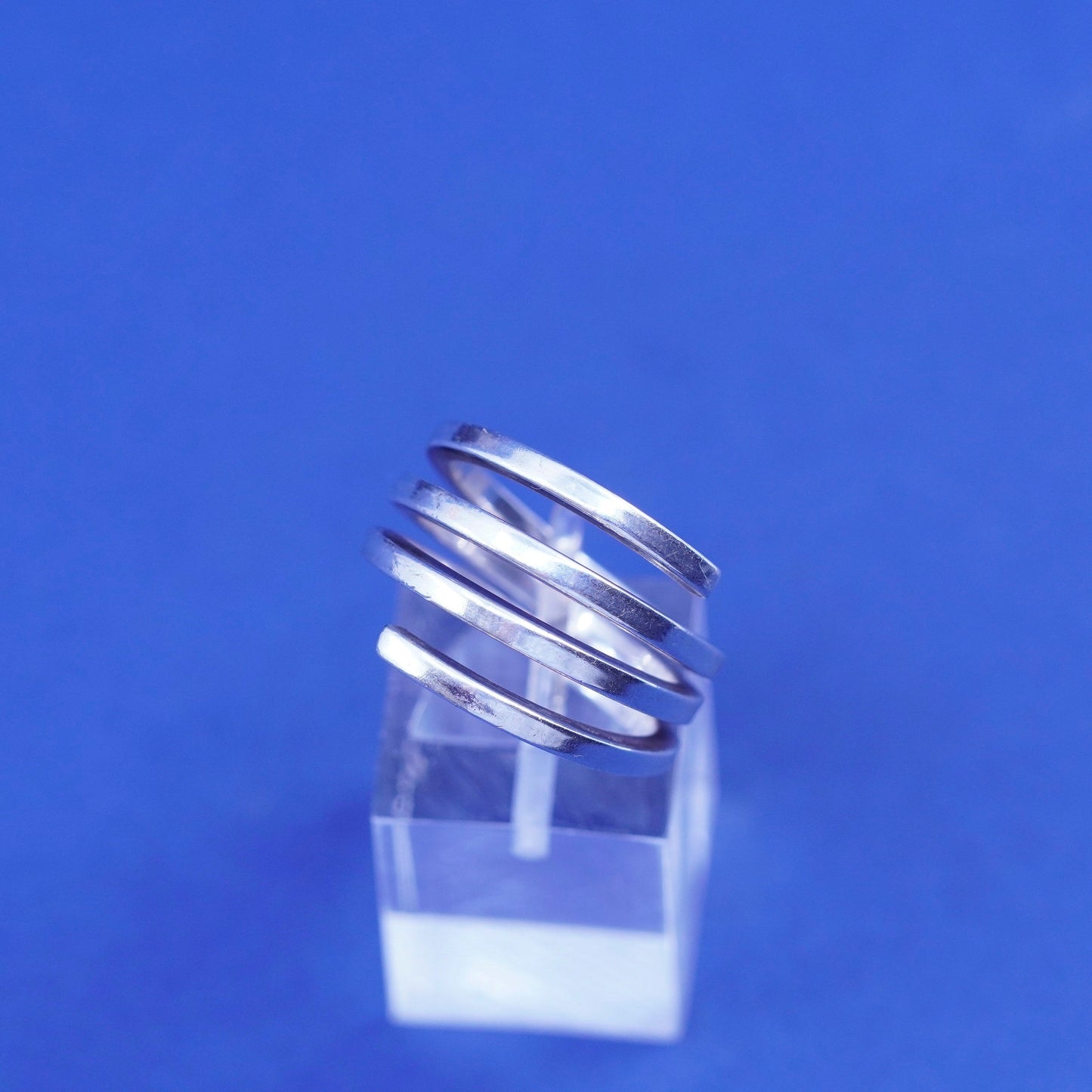 Size 7.25, Italy Sterling silver handmade wrapped ring, 925 statement band
