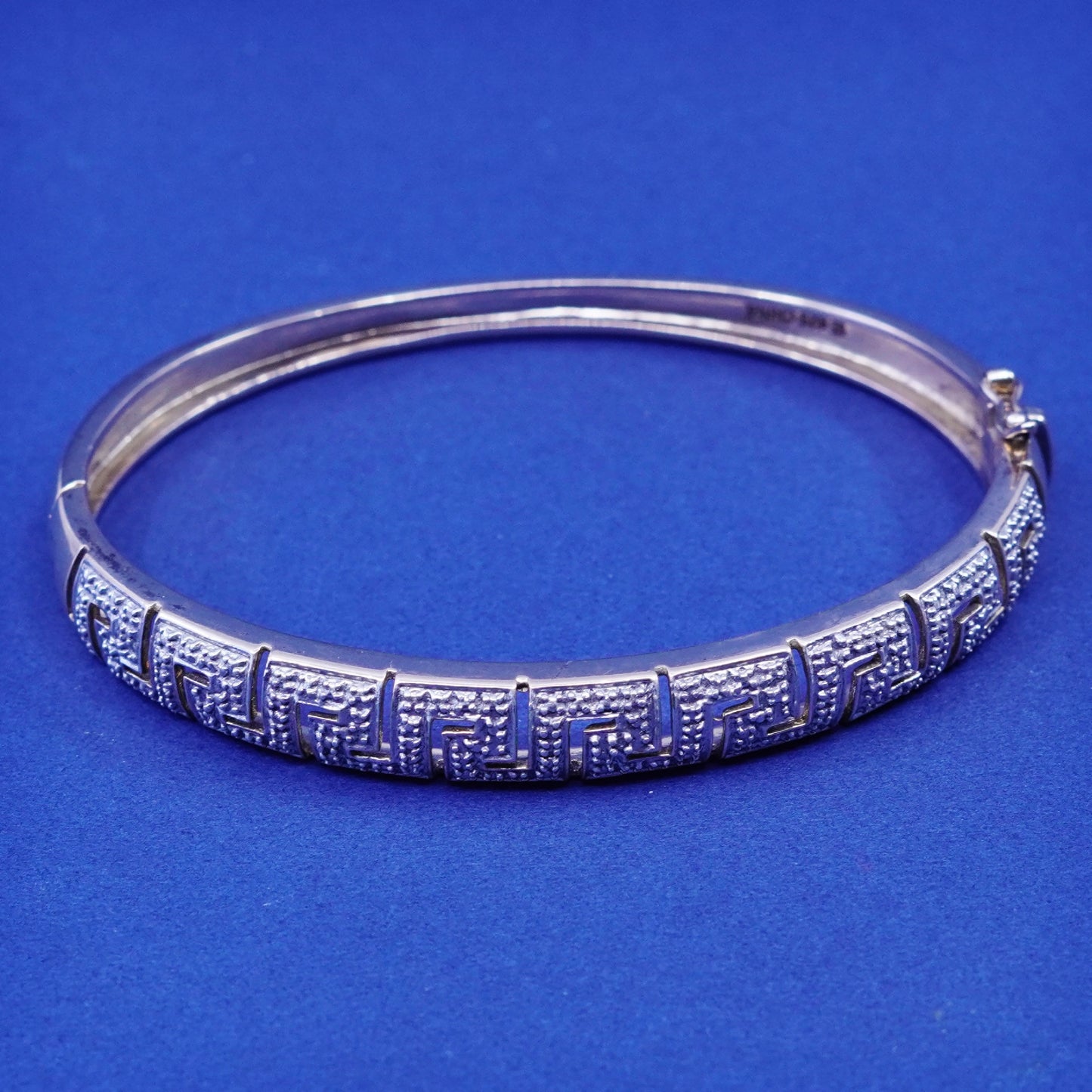 7.25”, vermeil gold over sterling silver bracelet, 925 hinged bangle w/ diamond